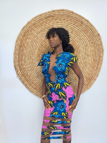 Flowery Ankara Dress