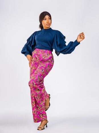 Drapped Blouse With Ankara Print Trouser