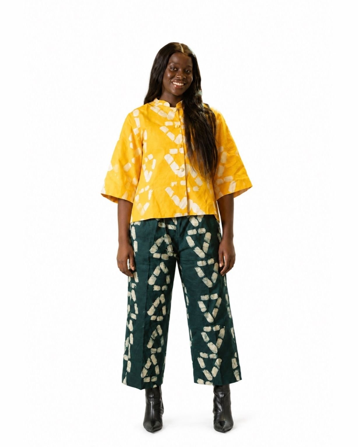 Co-ord Set – Mustard & Forest Green